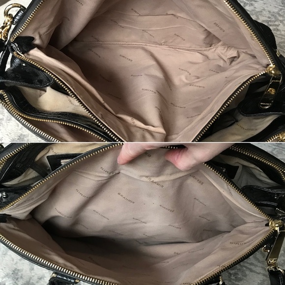 Brahmin Croc Embossed XL Travel Satchel Crossbody Bag - Picture 8 of 16